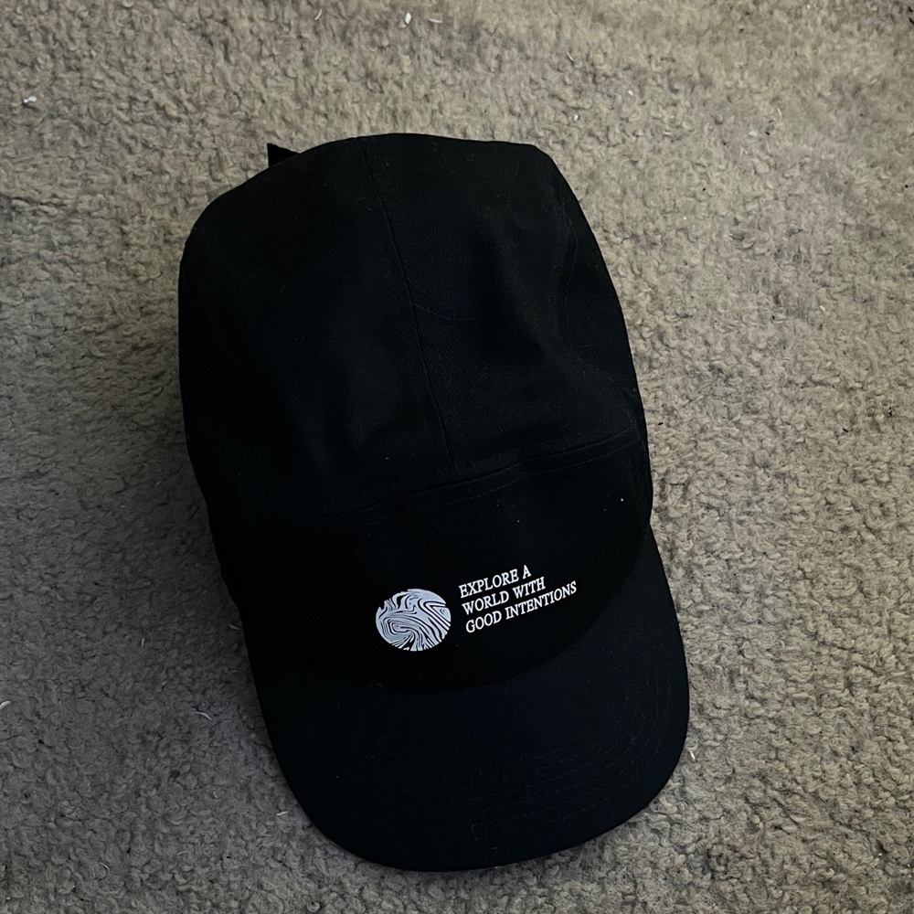 Black Cap with Embroidered Design